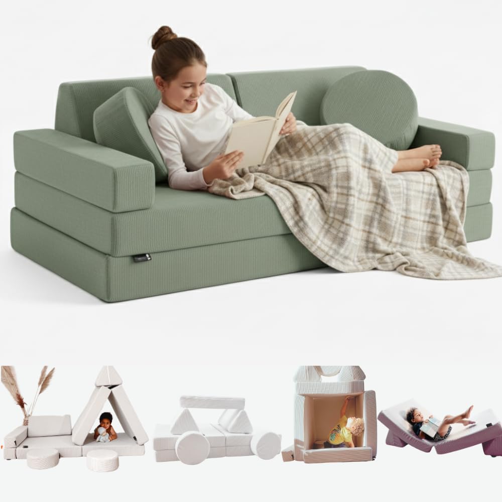Canapé Enfant Convertible, Chauffeuse 2 Places Transformable en Lit d'Appoint – TIPICHOU, 2 Places, Aire de Jeu, Fauteuil