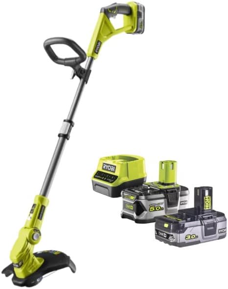 Pack Coupe Bordures Dresse Bordures 18V One+ RLT183250F, 1 Batterie 5.0 Ah – RYOBI, Jaune/Noir, 1 Batterie 3.0Ah High Energy, Chargeur Rapide