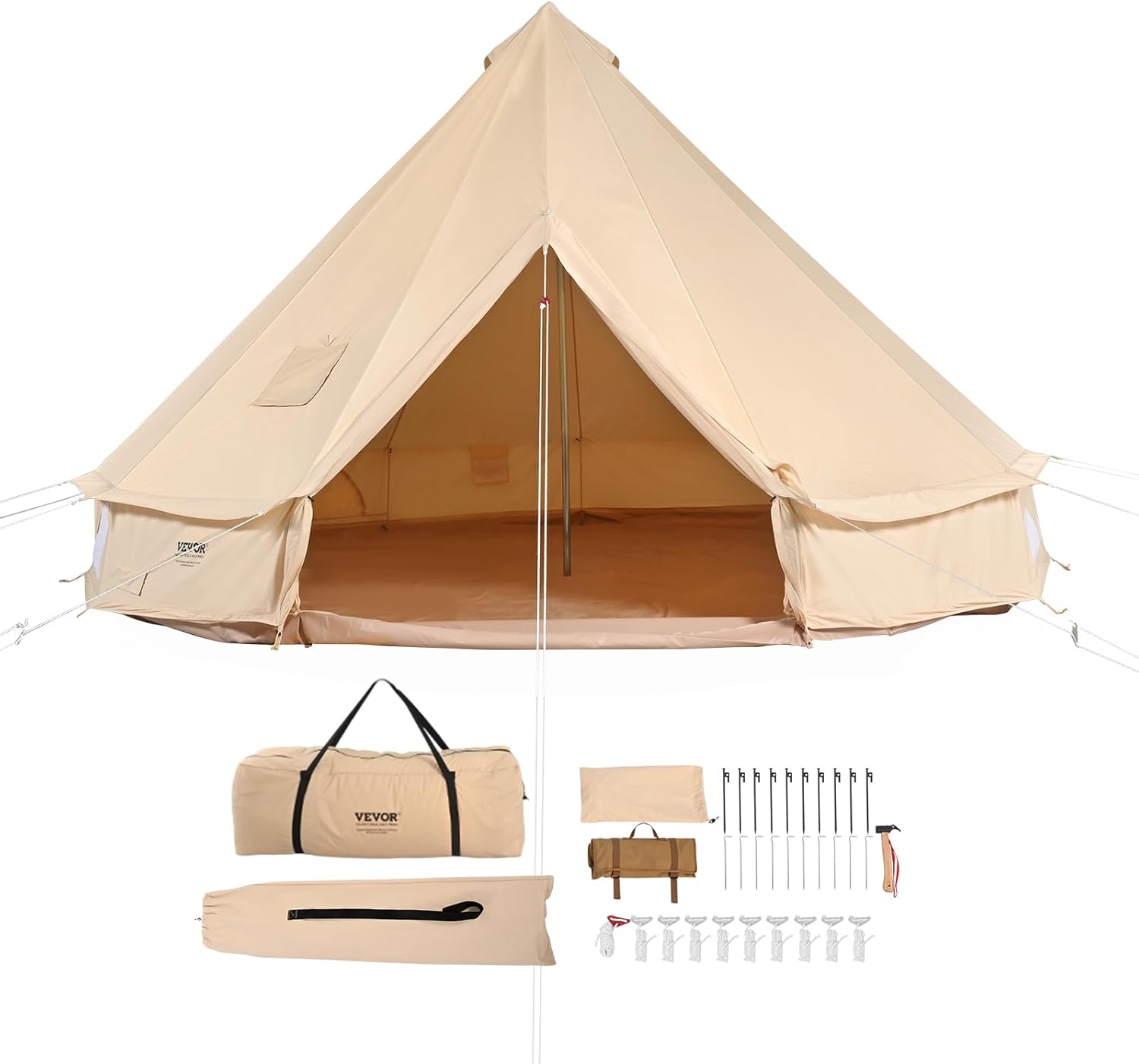 Tente dôme, Sacs de Rangement pour Glamping – VEVOR, Beige, Groupes en Plein Air, Fête, Chasse