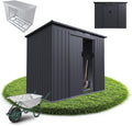 pour Jardin & Stockage, résistant aux intempéries avec Cadre de Fondation – Juskys, Gris Foncé/Gris Clair, Gris foncé, abri métallique M
