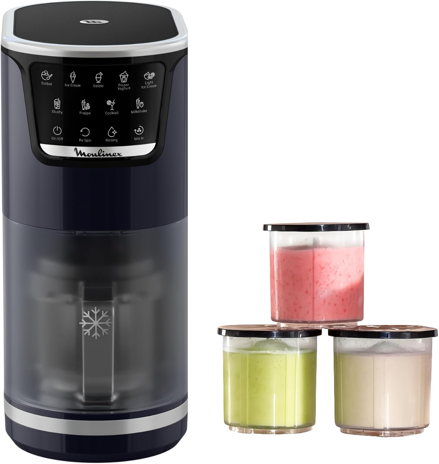Moulinex MJ6038F0 Machine à glaces, 10 programmes, Technologie 1-Step Perfector, MJ6038F0, Dolci, Nettoyage automatique, Bleu Nuit