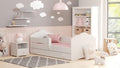Lit, 160x80 cm, avec Rangement é Tiroir, Lit Garcon Petite Fille Lits pour Enfants, Blanc/Rose/Gris – KOBI, avec Un Matelas et Un Cadre