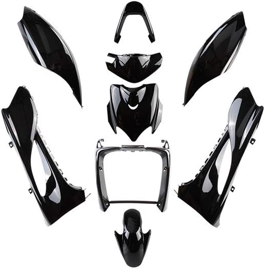 motodak, Décalco, autocollants et aimants, TUN'R carrosserie Scooter kit Compatible avec MBK 50 Mach g/Yamaha 50 Jog RR Noir, 9 Pieces, Noir