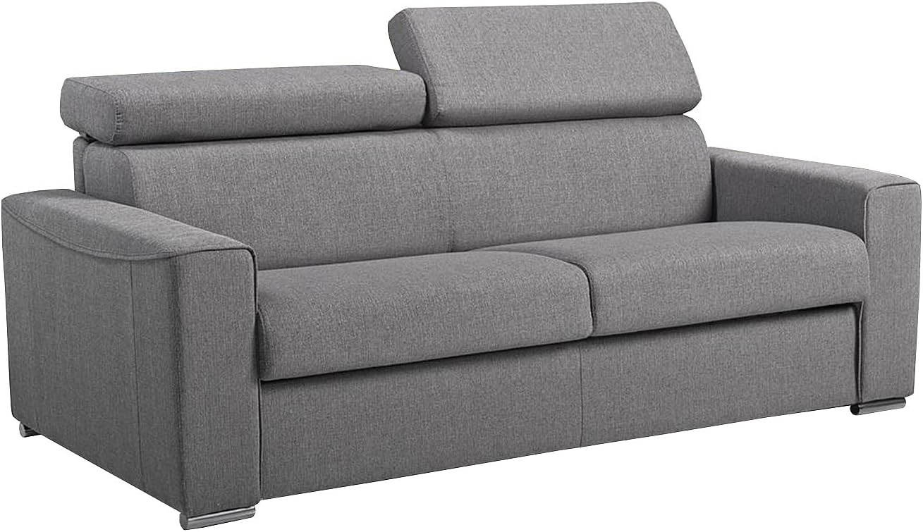 Canapé 3 Places Convertible Express en Tissu Gris, Matelas 18 cm avec mémoire de Forme – Vente-unique