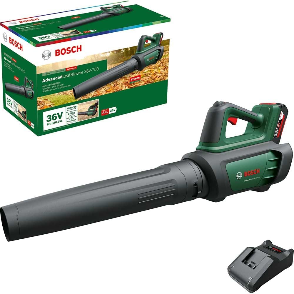 Souffleur de feuilles, Système de 36 Volts, pour Nettoyer Les Feuilles Difficiles et Les Grandes Zones – Bosch, Vert/Noir