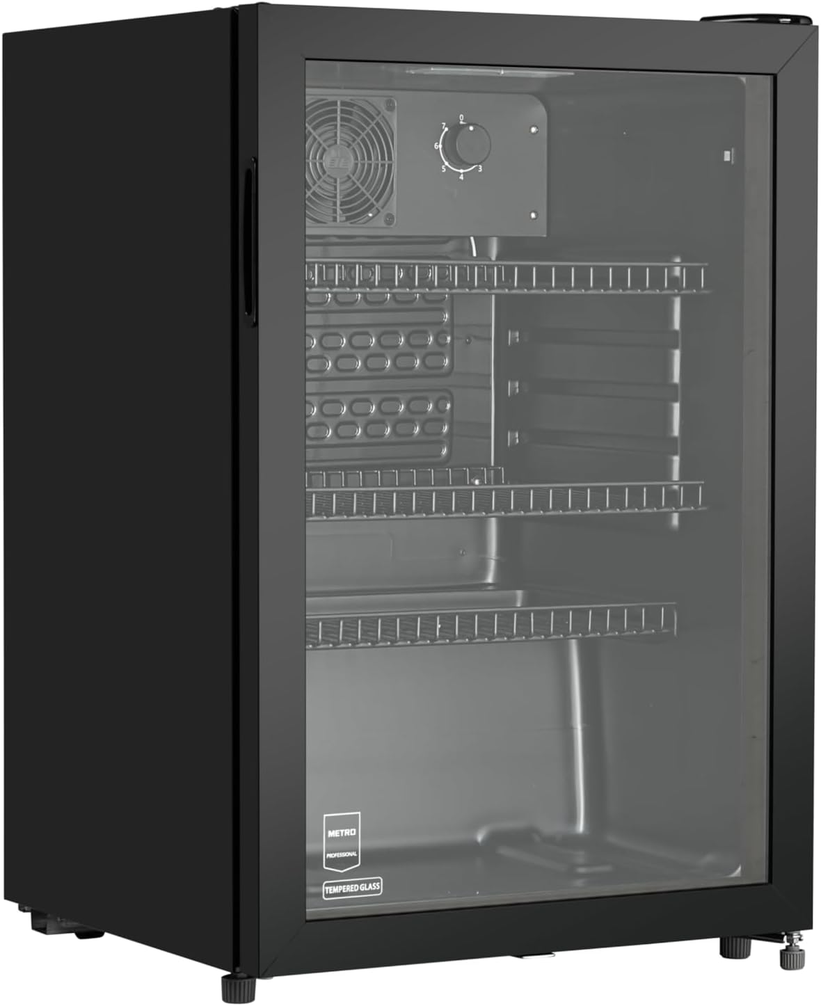 METRO Professional GSC2125B Réfrigérateur à boissons GSC2125B, 54.5 x 54 x 84 cm, avec serrure, métal/verre, 118 L, noir