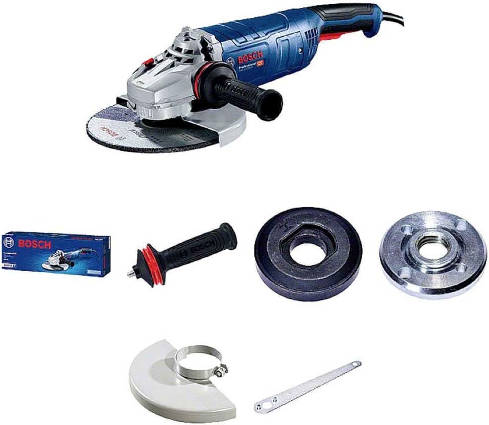 meuleuse angulaire GWS 24-230 P (puissance 2 400 W, avec clé à ergots – Bosch Professional, Bleu/Noir/Argent, flasque de serrage, écrou de serrage