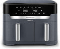 Friteuse sans huile, air fryer 2 tiroirs – Moulinex, jusqu'à 10personnes, 7programmes prédéfinis, EZ942BF0, Gris Foncé