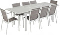 Table de Jardin Extensible Aluminium + 8 assises, Table Extensible 175/245cm avec rallonge et 8 assises en textilène