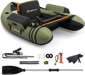 Bateaux pneumatique, Capacité 150KG, Float Tube Tissu Polyester avec Support de Canne Peches – GOPLUS, Vert/Noir/Orange, Dossier