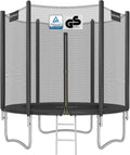 Trampoline de loisirs, Poteau Droit de 180 cm de Haut, Cadre en Acier – SONGMICS, Noir/Gris, Filet de Protection Externe, Échelle