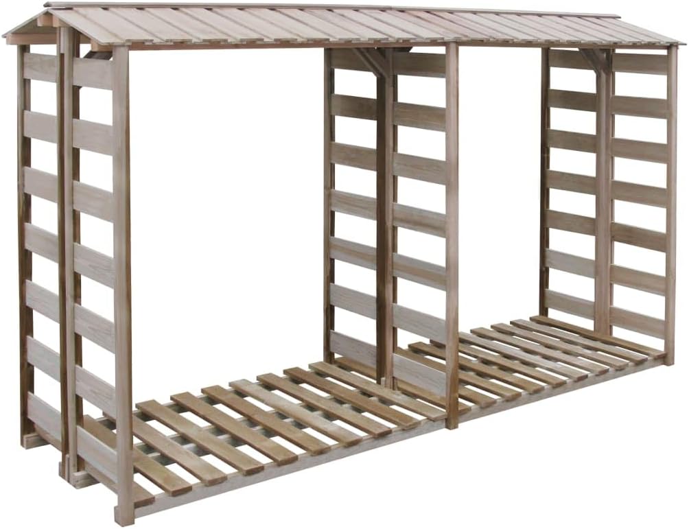 vidaXL, Pin Imprégné Abri de Stockage Bois de Cheminée Jardin Patio Porte Bûche, Brun