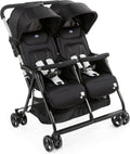 Chicco, OHlalà Poussette Double Tandem, Légère Inclinable et Pliable, pour Jumeaux dès la Naissance jusqu'à 15 kg, Noir, Fermeture Compacte