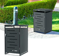 Cache-poubelle pour 1 poubelle de 120 l et 240 l, avec serrure et amortisseur à gaz, revêtement en acier galvanisé – Ollewiellan, couleur anthracite