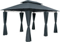 Tonnelle, ® Pavillon de Jardin 3x4m Topas métal Hydrofuge Protection UV 50+ parois latérales Robuste, Anthracite – Casaria