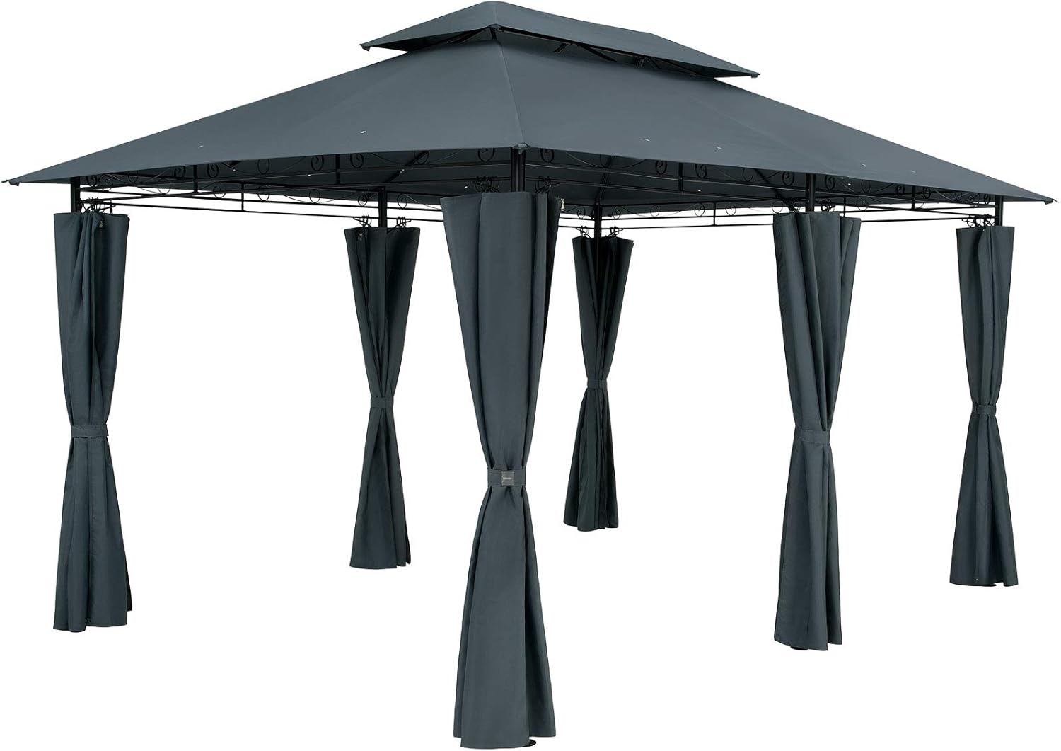 Tonnelle, ® Pavillon de Jardin 3x4m Topas métal Hydrofuge Protection UV 50+ parois latérales Robuste, Anthracite – Casaria
