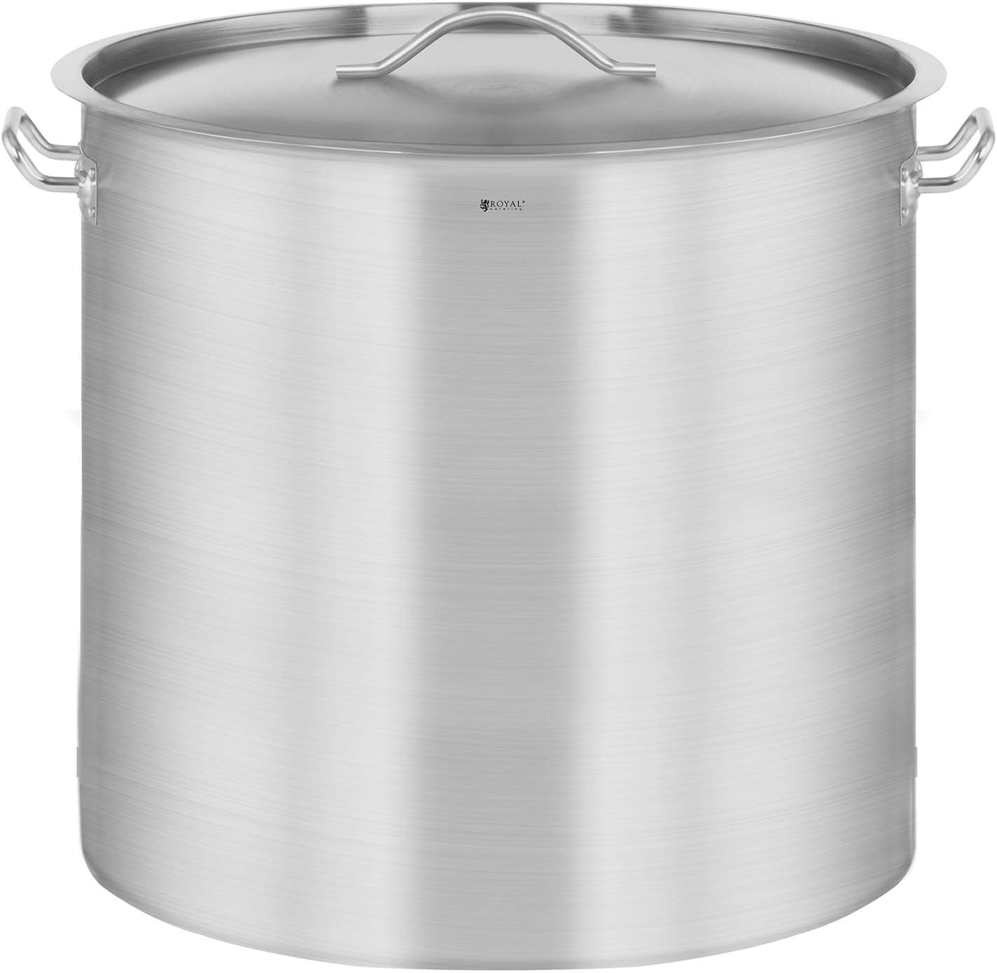 Marmite Traiteur en Acier avec couvercle 98 L, Casserole en inox pour Événement Commercial Restaurant – Royal Catering, Argent, bord verseur, gaz