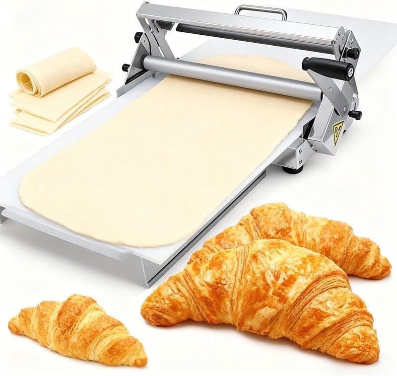 Mcamgiczin Machine à pâtes manuelles, Laminoir Manuel 30, 5 cm/39, 4 cm à épaisseur réglable, 2 laminoirs pour Pizzas, Argent