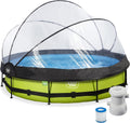 Piscine avec Dôme Ronde Ø 360 x 76 cm avec Pompe Filtrante et Bâche, Piscine Hors Sol pour Enfants, TÜV CE en 16582, Cadre en Acier – EXIT TOYS