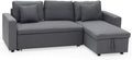 Canapé, Canapé d'angle Convertible Clark 3 Places en Tissu Gris. Canapé avec méridienne réversible, Gris – Happy Garden
