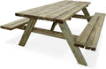 Table de Pique Nique Bois de pin + 2 bancs rabattables en Bois. 6 Places, Table de Jardin Robuste en pin sylvestre – Alice's Garden, PANCHINA