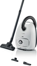 Bosch BGB41WH1 aspirateur avec Sac, Série 4, suceur pour Tissus d'ameublement, Blanc/Noir, Rayon d'action de 11 m, BGB41WH1, Blanc