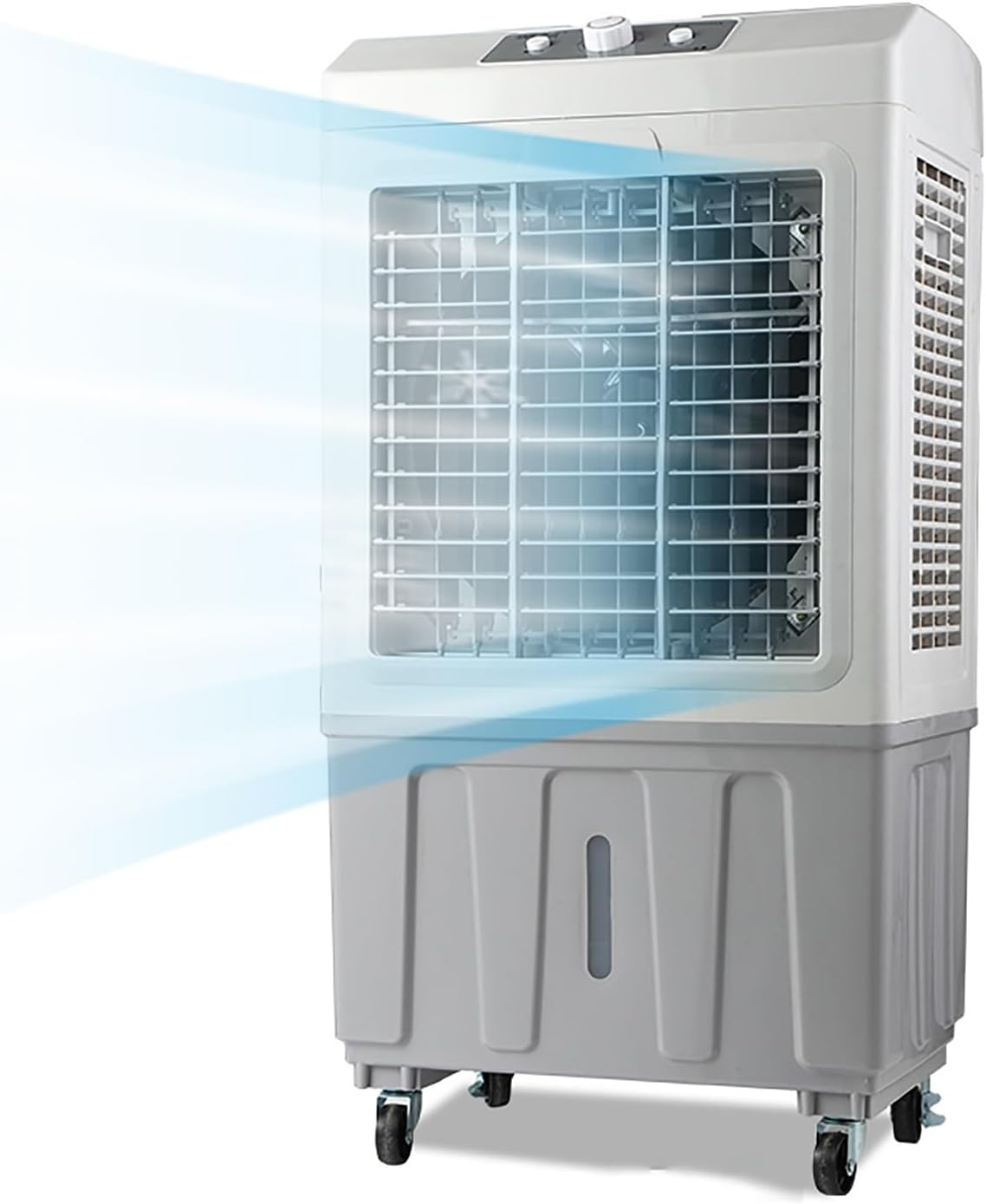 Rafraîchisseur d'air par évaporation, Réservoir D'eau de 70L et 3 Vitesses de Ventilateur, Refroidisseur par Évaporation avec Roue
