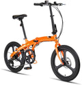Vélo pliants, 13 kg, double frein à disque et lumière LED, cadre en aluminium – PACTO, Orange/Noir, Shimano 6 vitesses, 10 secondes