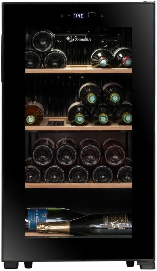 LA SOMMELIERE LS36BLACK, Cave à vin autoportantes, Cave de mise à température LS36BLACK 36 Bouteilles, Noir