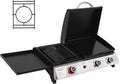 Royal Gourmet, 3 Brûleurs Barbecue Gaz Portable, 3 en 1 Plancha et Grille en Émaillés Combinés avec Couvercle Multifonctionnel, Noir
